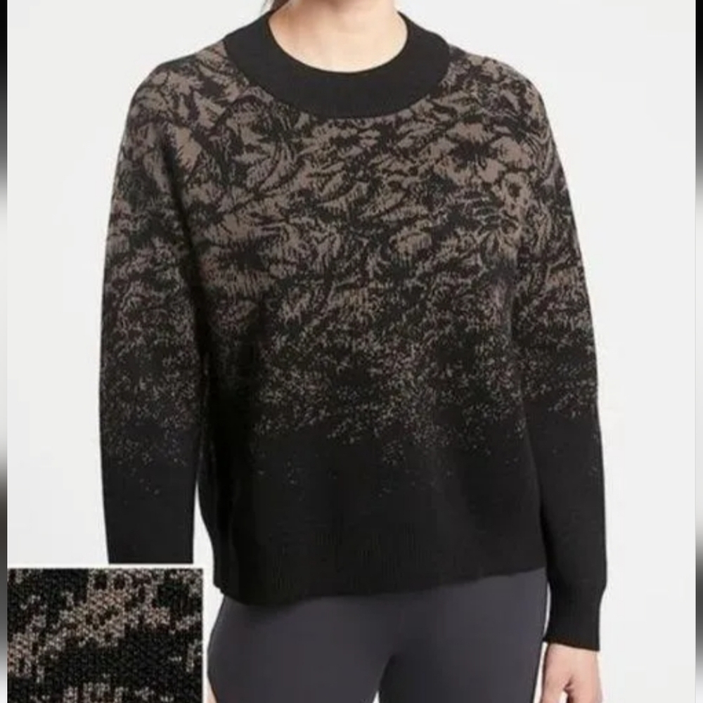 Athleta Jacquard Textured Crew Neck Sweater Pullover Size Large